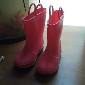 Pink rain boots